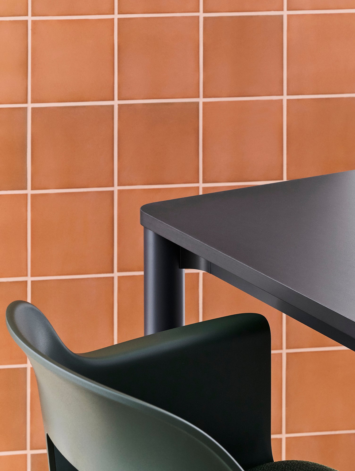 Annex Table Flush by HAY - Dark Grey Linoleum Top / Charcoal Aluminium Legs
