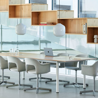 Annex Table Overhang by HAY - Oak Veneer Tabletop / Cream White Aluminium Legs