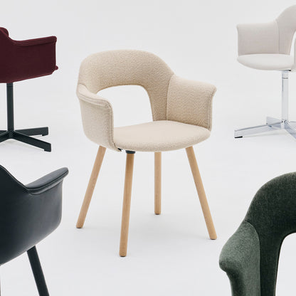 Layout Armchair Upholstered - Wood Base