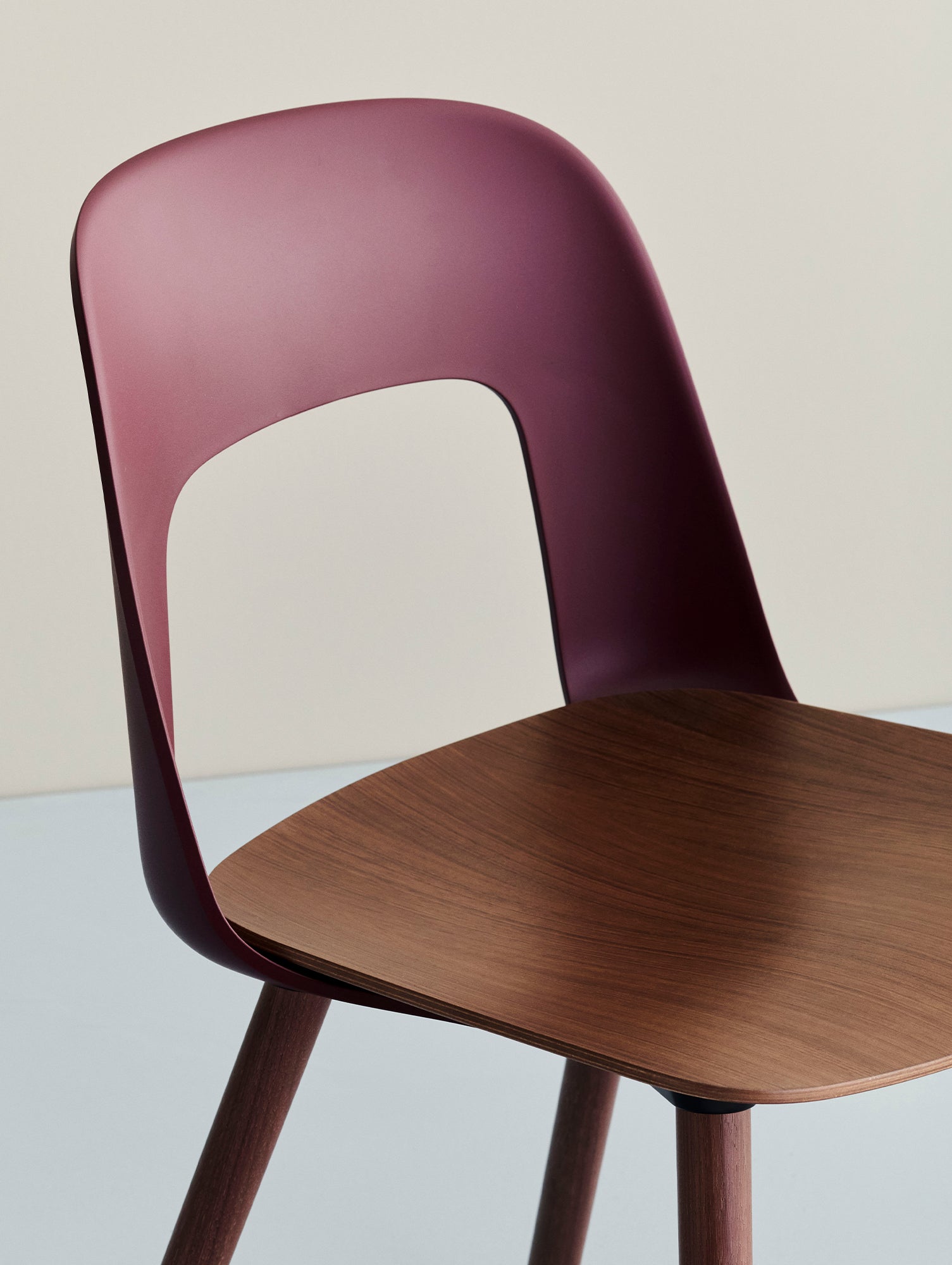 Layout Chair Wood Base 121 by HAY - Lacquered Walnut / Bordeaux