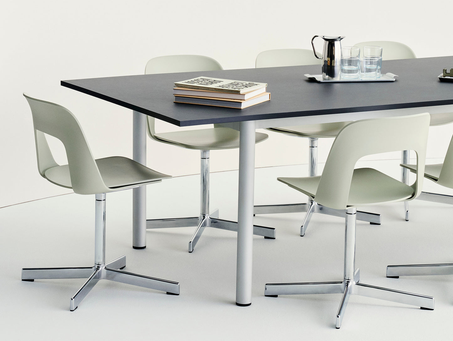 Layout Chair 131 - Swivel Base by HAY - Pastel Green Shell / Polished Aluminium