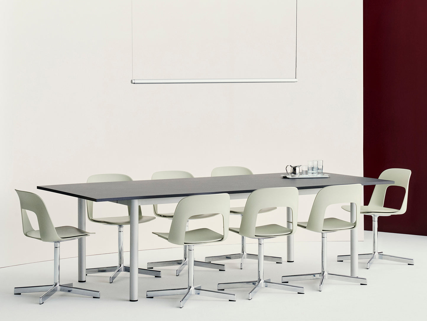 Layout Chair 131 - Swivel Base by HAY - Pastel Green Shell / Polished Aluminium