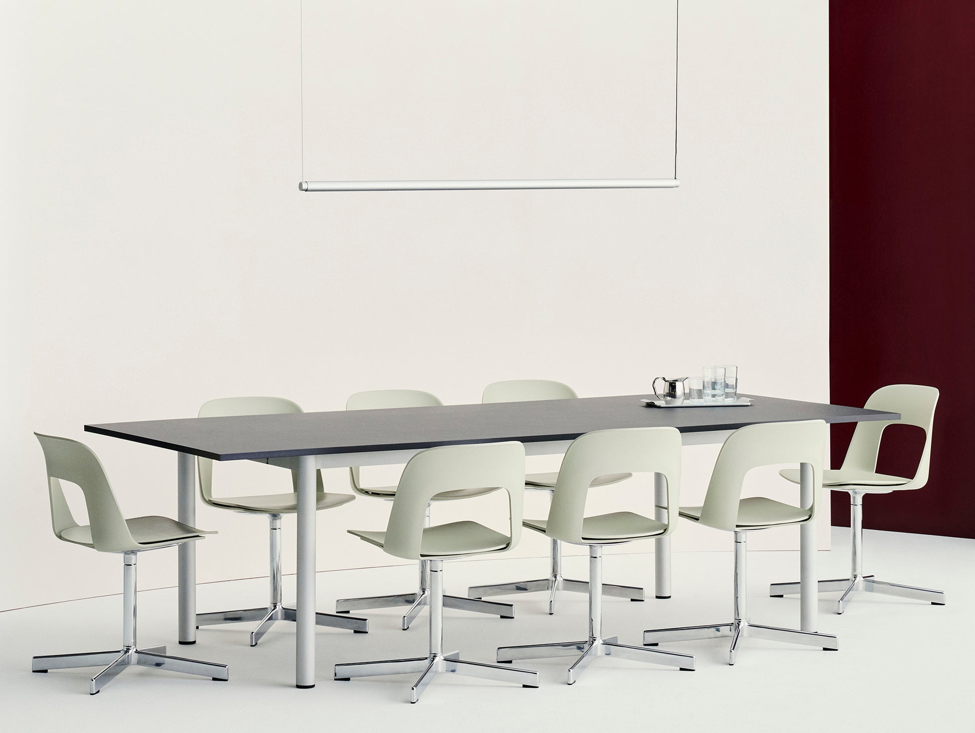 Layout Chair 131 - Swivel Base by HAY - Pastel Green Shell / Polished Aluminium