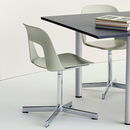Layout Chair 131 - Swivel Base by HAY - Pastel Green Shell / Polished Aluminium
