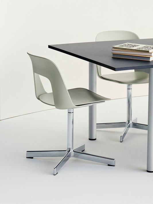 Layout Chair 131 - Swivel Base by HAY - Pastel Green Shell / Polished Aluminium