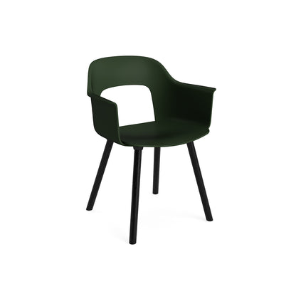 Layout Armchair Wood Base by HAY - Polypropylene Seat (221) / Black Lacquered Oak Base / Bottle Green