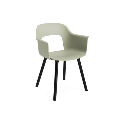Layout Armchair Wood Base by HAY - Polypropylene Seat (221) / Black Lacquered Oak Base / Pastel Green