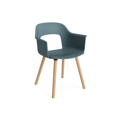 Layout Armchair Wood Base by HAY - Polypropylene Seat (221) / Lacquered Oak Base / Ocean