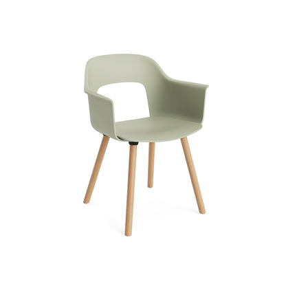 Layout Armchair Wood Base by HAY - Polypropylene Seat (221) / Lacquered Oak Base / Pastel Green