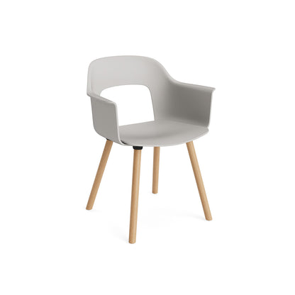 Layout Armchair Wood Base by HAY - Polypropylene Seat (221) / Lacquered Oak Base / Sky Grey