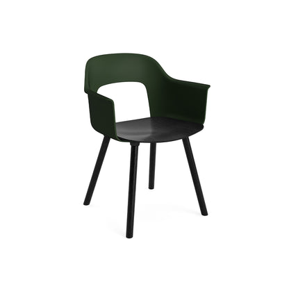Layout Armchair Wood Base by HAY - Plywood Seat (222) / Black Lacquered Oak Base / Bottle Green / Black Oak Seat