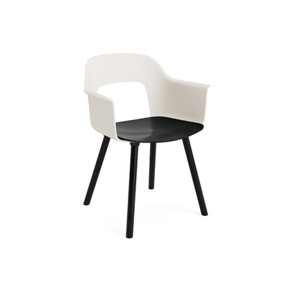 Layout Armchair Wood Base by HAY - Plywood Seat (222) / Black Lacquered Oak Base / White / Black Oak Seat