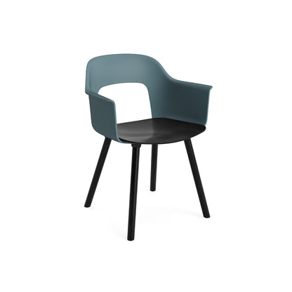 Layout Armchair Wood Base by HAY - Plywood Seat (222) / Black Lacquered Oak Base / Ocean / Black Oak Seat