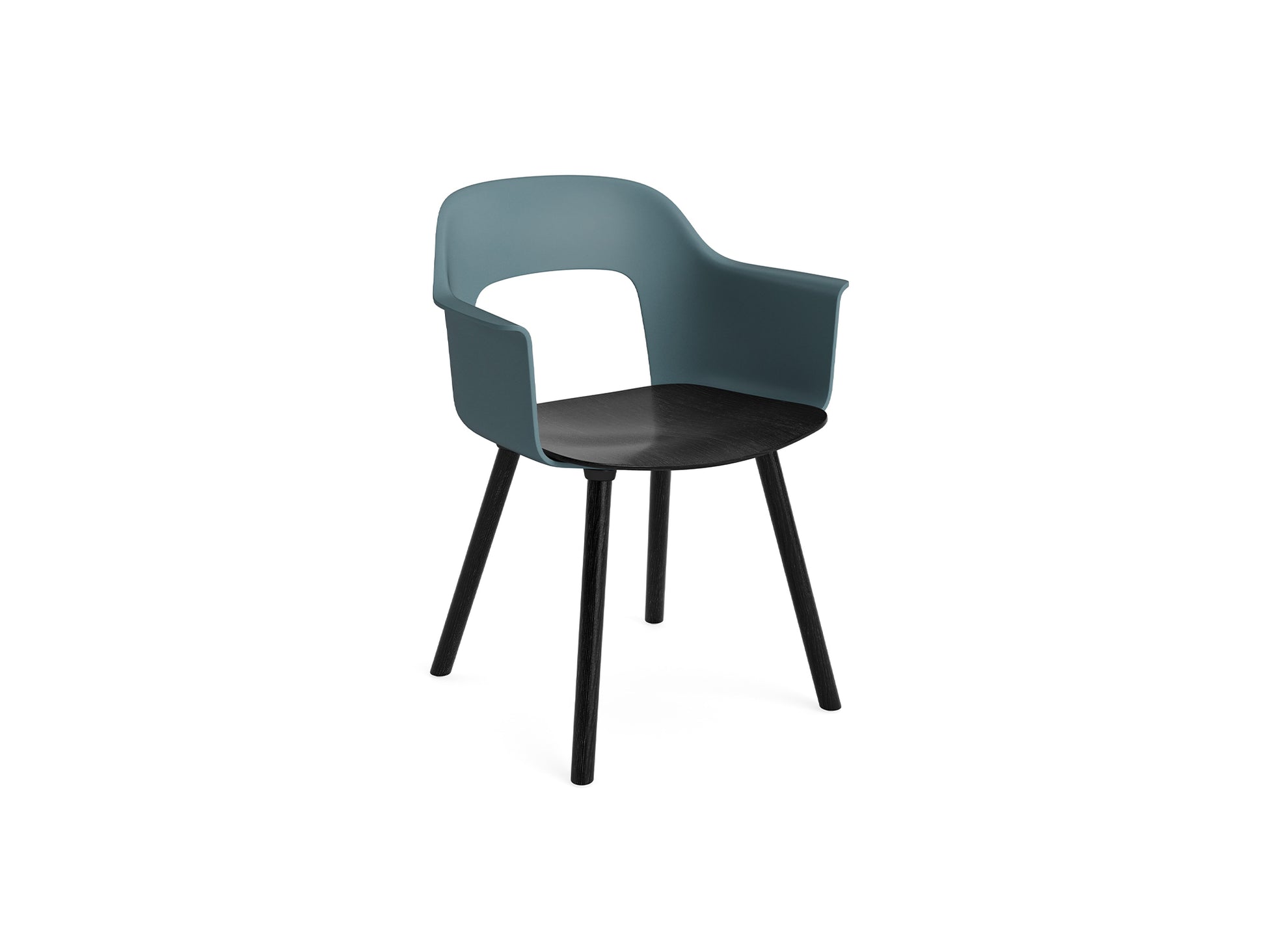 Layout Armchair Wood Base by HAY - Plywood Seat (222) / Black Lacquered Oak Base / Ocean / Black Oak Seat
