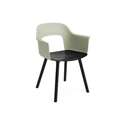 Layout Armchair Wood Base by HAY - Plywood Seat (222) / Black Lacquered Oak Base / Pastel Green / Black Oak Seat