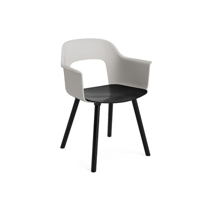 Layout Armchair Wood Base by HAY - Plywood Seat (222) / Black Lacquered Oak Base / Sky Grey / Black Oak Seat
