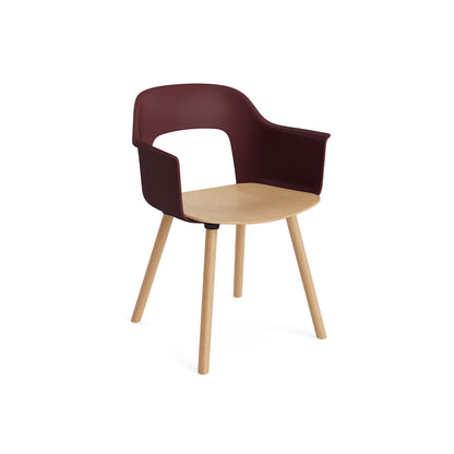 Layout Armchair Wood Base by HAY - Plywood Seat (222) / Lacquered Oak Base / Bordeaux / Oak Seat