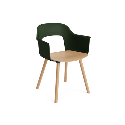 Layout Armchair Wood Base by HAY - Plywood Seat (222) / Lacquered Oak Base / Bottle Green / Oak Seat