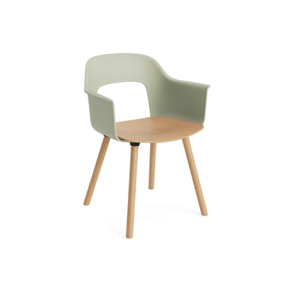 Layout Armchair Wood Base by HAY - Plywood Seat (222) / Lacquered Oak Base / Pastel Green / Oak Seat