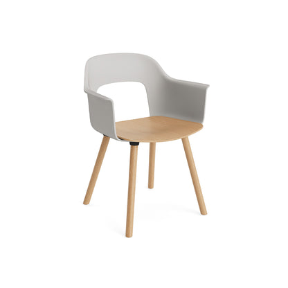 Layout Armchair Wood Base by HAY - Plywood Seat (222) / Lacquered Oak Base / Sky Grey / Oak Seat