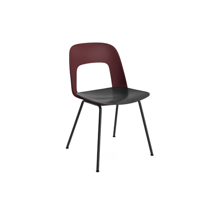 Layout Chair 112  Metal Base by HAY - Bordeaux Shell / Black Oak Vnneer Seat / Black Base