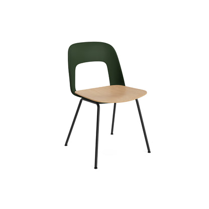 Layout Chair 112  Metal Base by HAY - Bottle Green Shell / Oak veneer Seat / Black Base