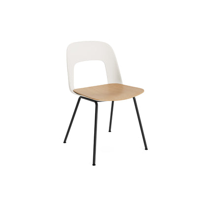 Layout Chair 112  Metal Base by HAY - Cream Wthie Shell / Oak veneer Seat / Black Base