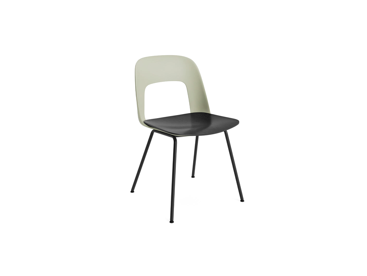 Layout Chair 112  Metal Base by HAY - Pastel Green Shell / Black Oak Vnneer Seat / Black Base