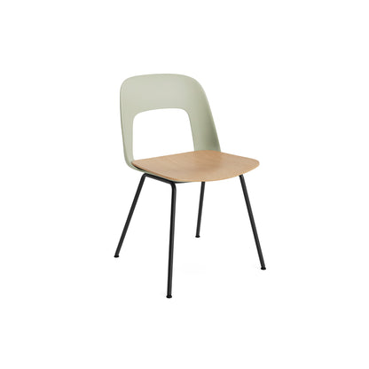 Layout Chair 112  Metal Base by HAY - Pastel Green Shell / Oak veneer Seat / Black Base