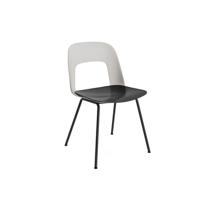 Layout Chair 112  Metal Base by HAY - Sky Grey Shell / Black Oak Vnneer Seat / Black Base