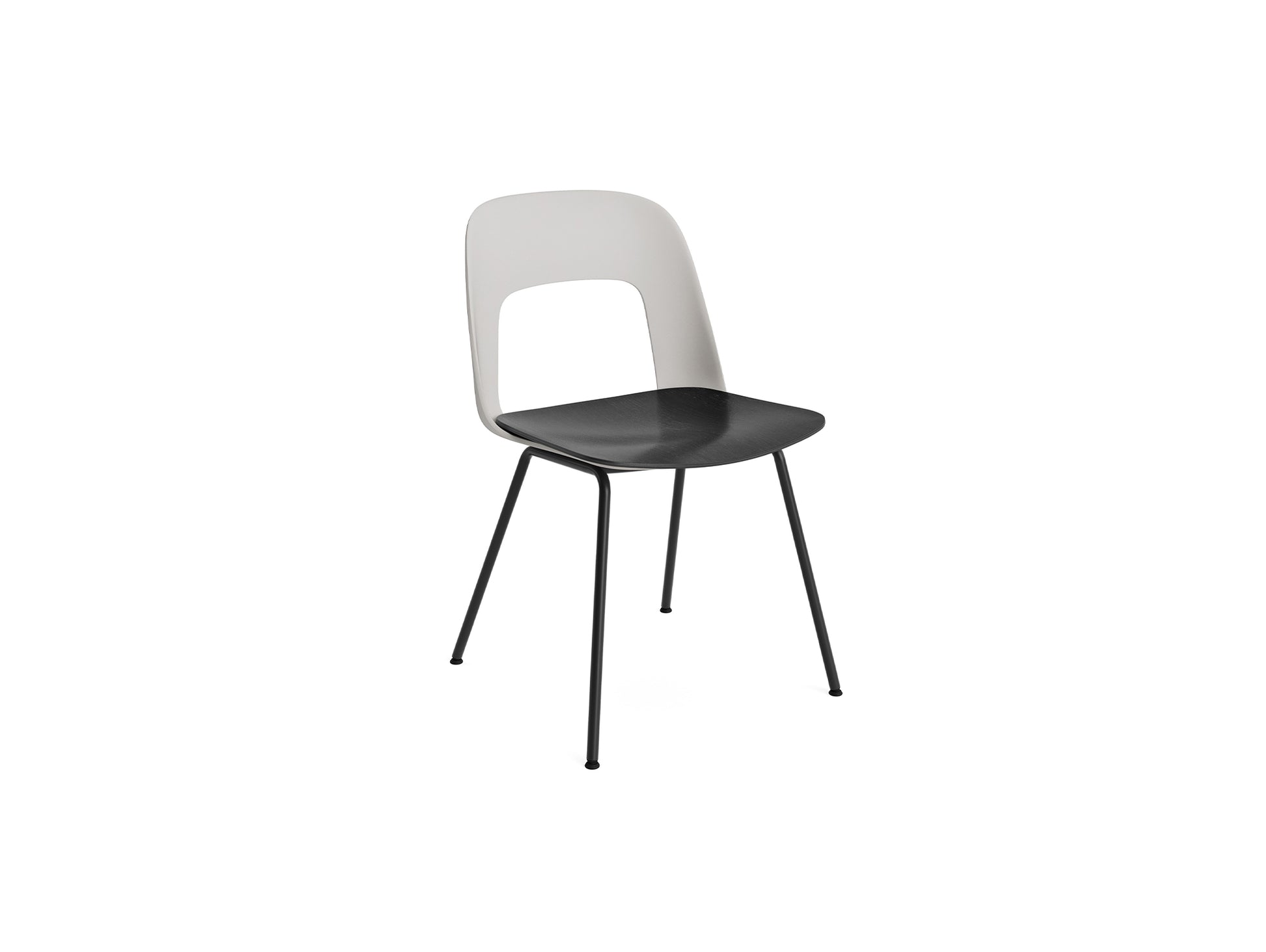Layout Chair 112  Metal Base by HAY - Sky Grey Shell / Black Oak Vnneer Seat / Black Base