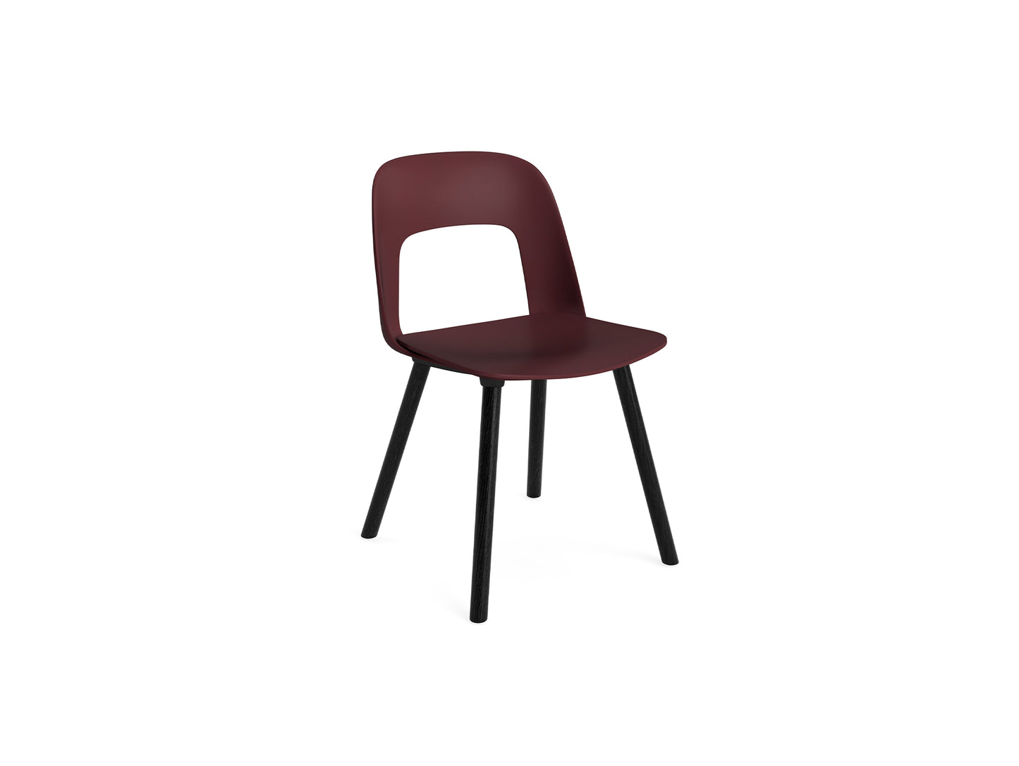 Layout Chair Wood Base 121 by HAY - Black Lacquered Oak / Bordeaux