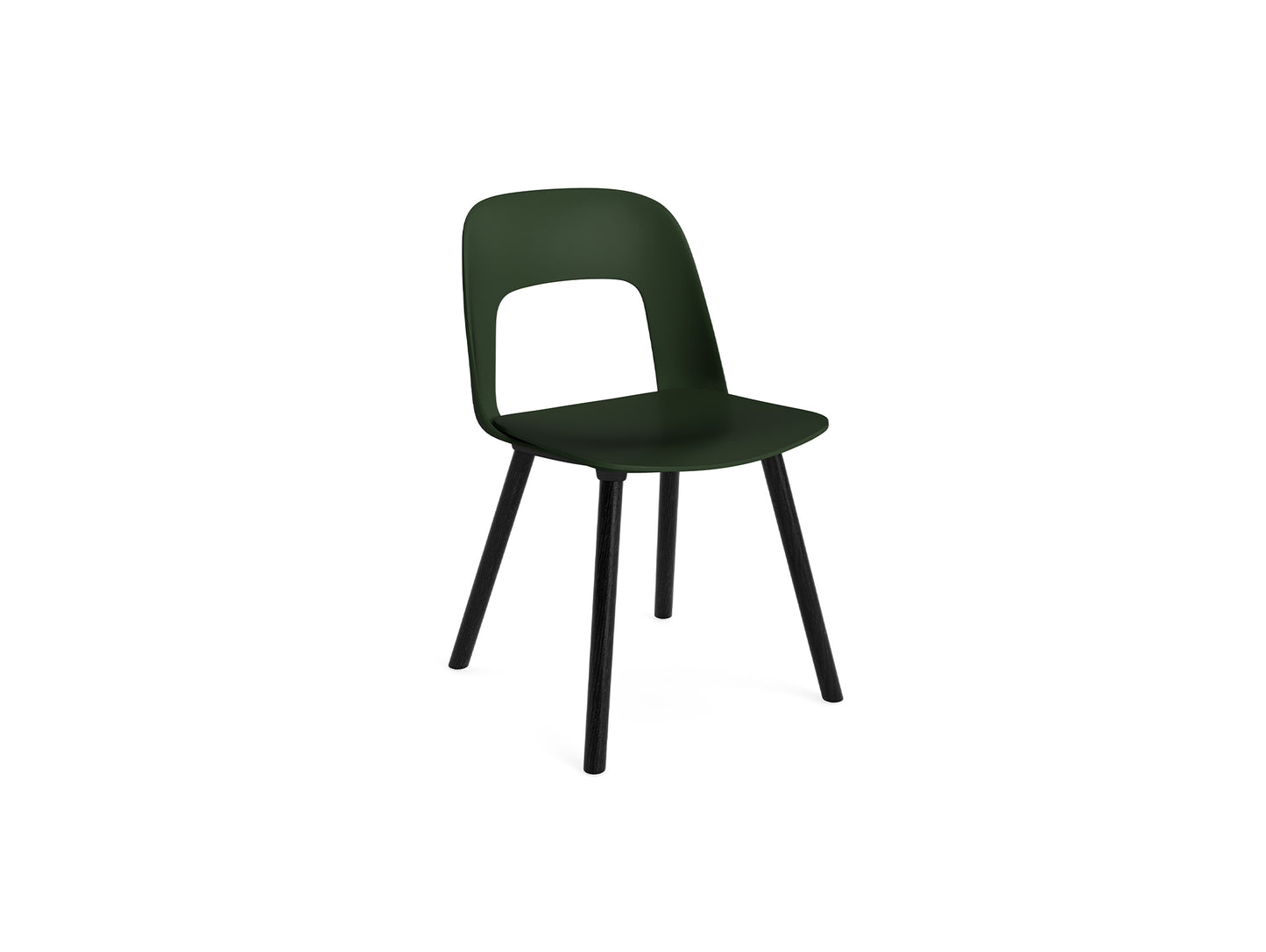 Layout Chair Wood Base 121 by HAY - Black Lacquered Oak / Bottle Green