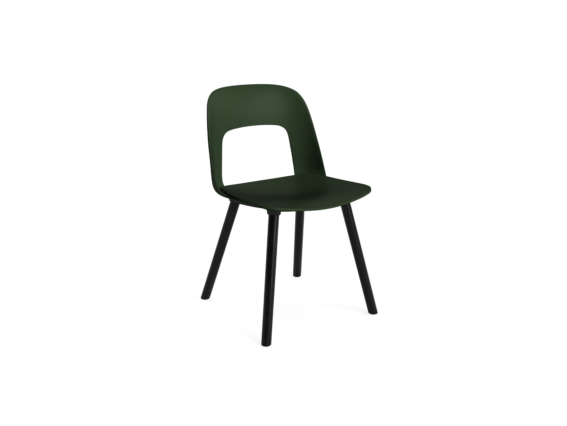 Layout Chair Wood Base 121 by HAY - Black Lacquered Oak / Bottle Green