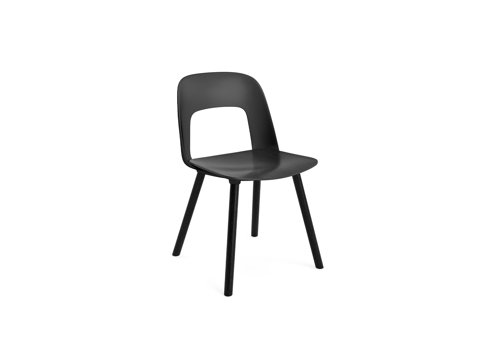 Layout Chair Wood Base 122 by HAY - Black Lacquered Oak / Black Oak Veneer Seat / Black