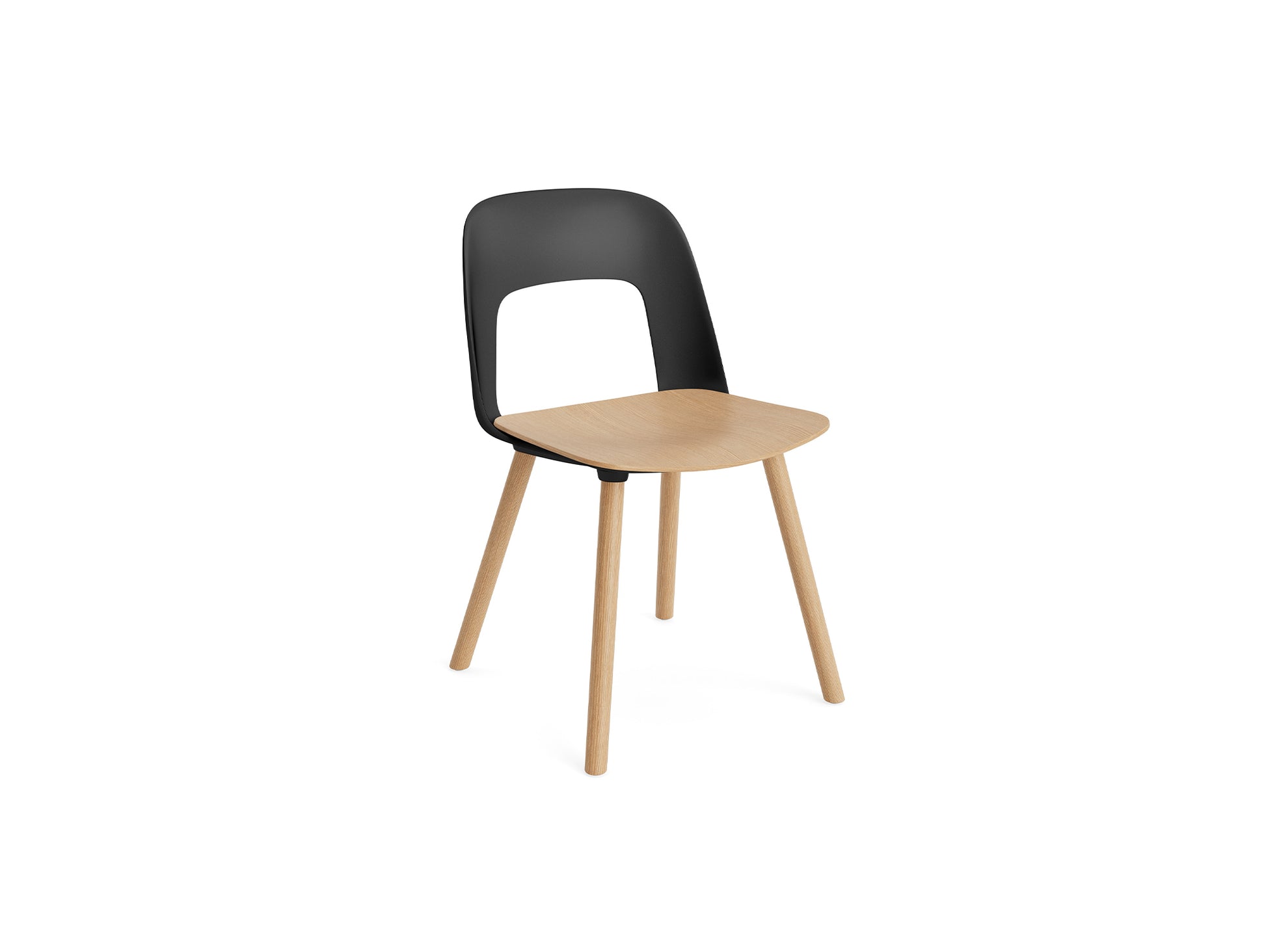 Layout Chair Wood Base 122 by HAY - Lacquered Oak / Oak Veneer Seat / Black