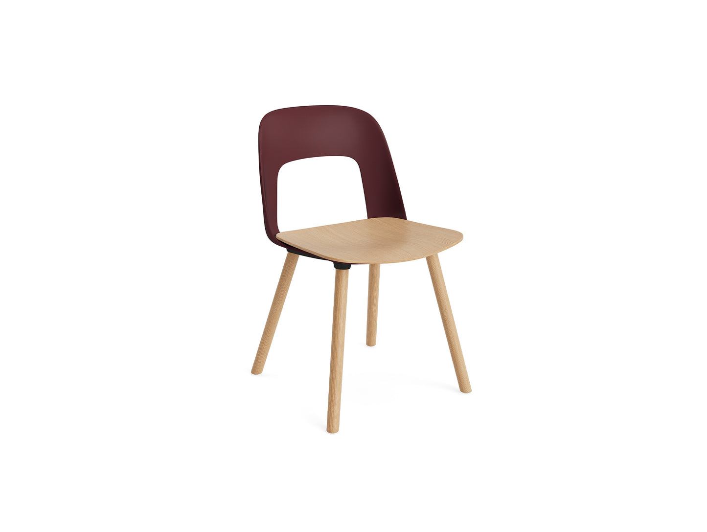 Layout Chair Wood Base 122 by HAY - Lacquered Oak / Oak Veneer Seat / Bordeaux