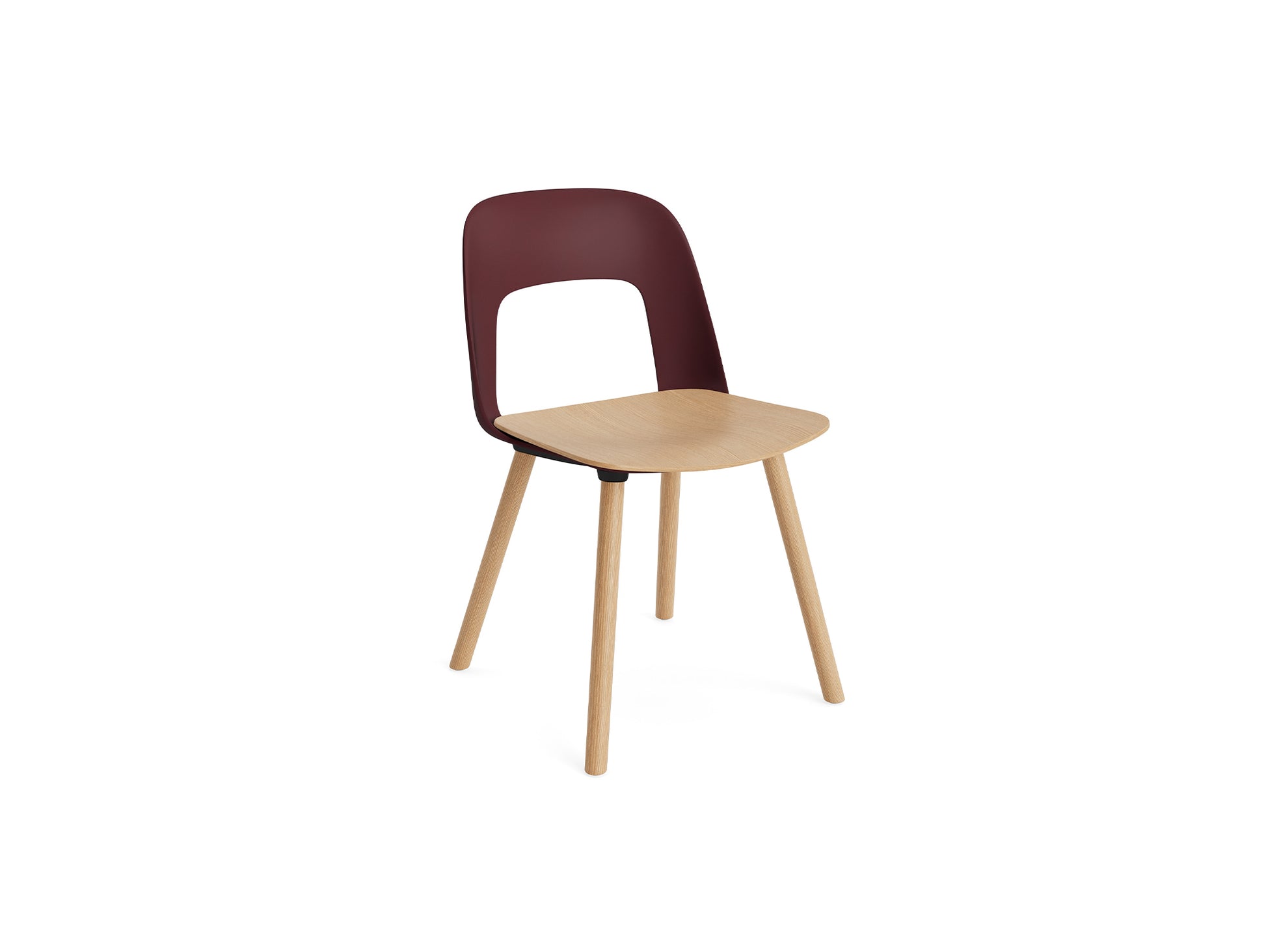 Layout Chair Wood Base 122 by HAY - Lacquered Oak / Oak Veneer Seat / Bordeaux