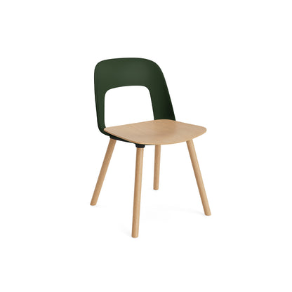 Layout Chair Wood Base 122 by HAY - Lacquered Oak / Oak Veneer Seat / Bottle Green
