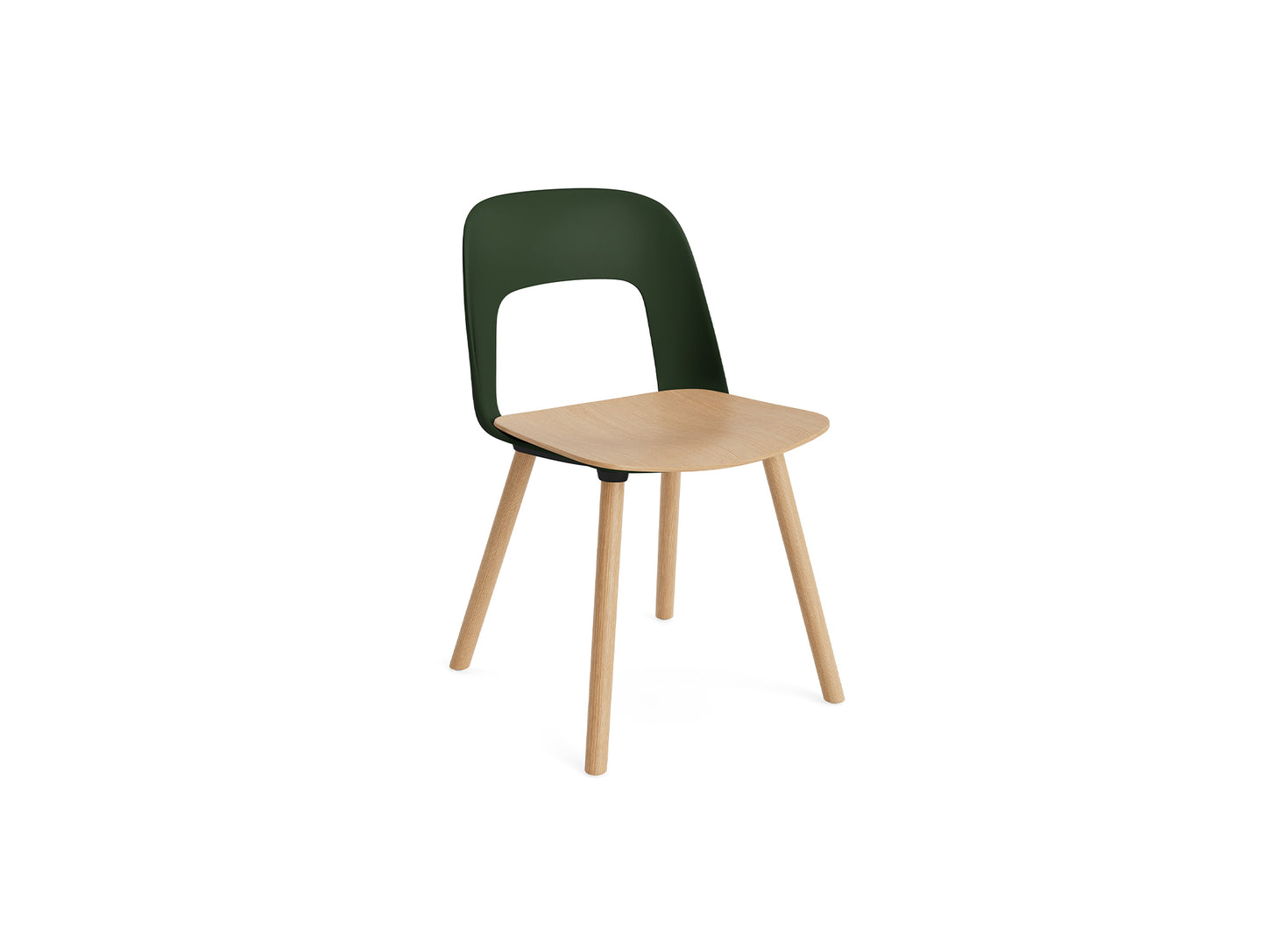 Layout Chair Wood Base 122 by HAY - Lacquered Oak / Oak Veneer Seat / Bottle Green