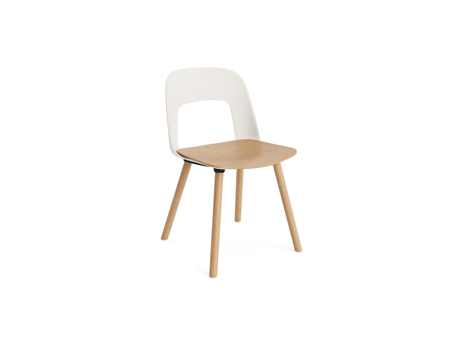 Layout Chair Wood Base 122 by HAY - Lacquered Oak / Oak Veneer Seat / Cream White