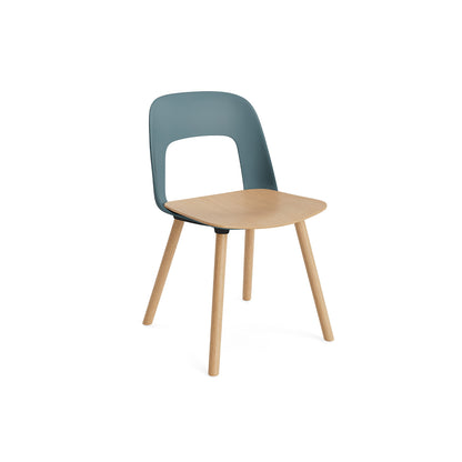 Layout Chair Wood Base 122 by HAY - Lacquered Oak / Oak Veneer Seat / Ocean