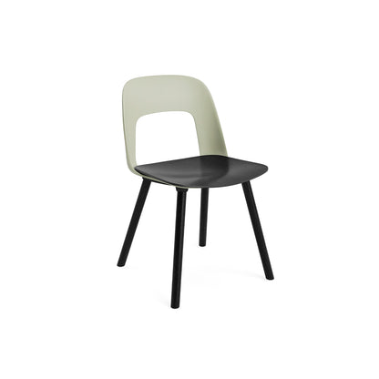 Layout Chair Wood Base 122 by HAY - Black Lacquered Oak / Black Oak Veneer Seat / Pastel Green