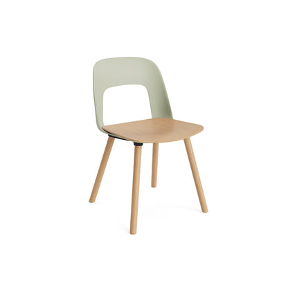 Layout Chair Wood Base 122 by HAY - Lacquered Oak / Oak Veneer Seat / Pastel Green