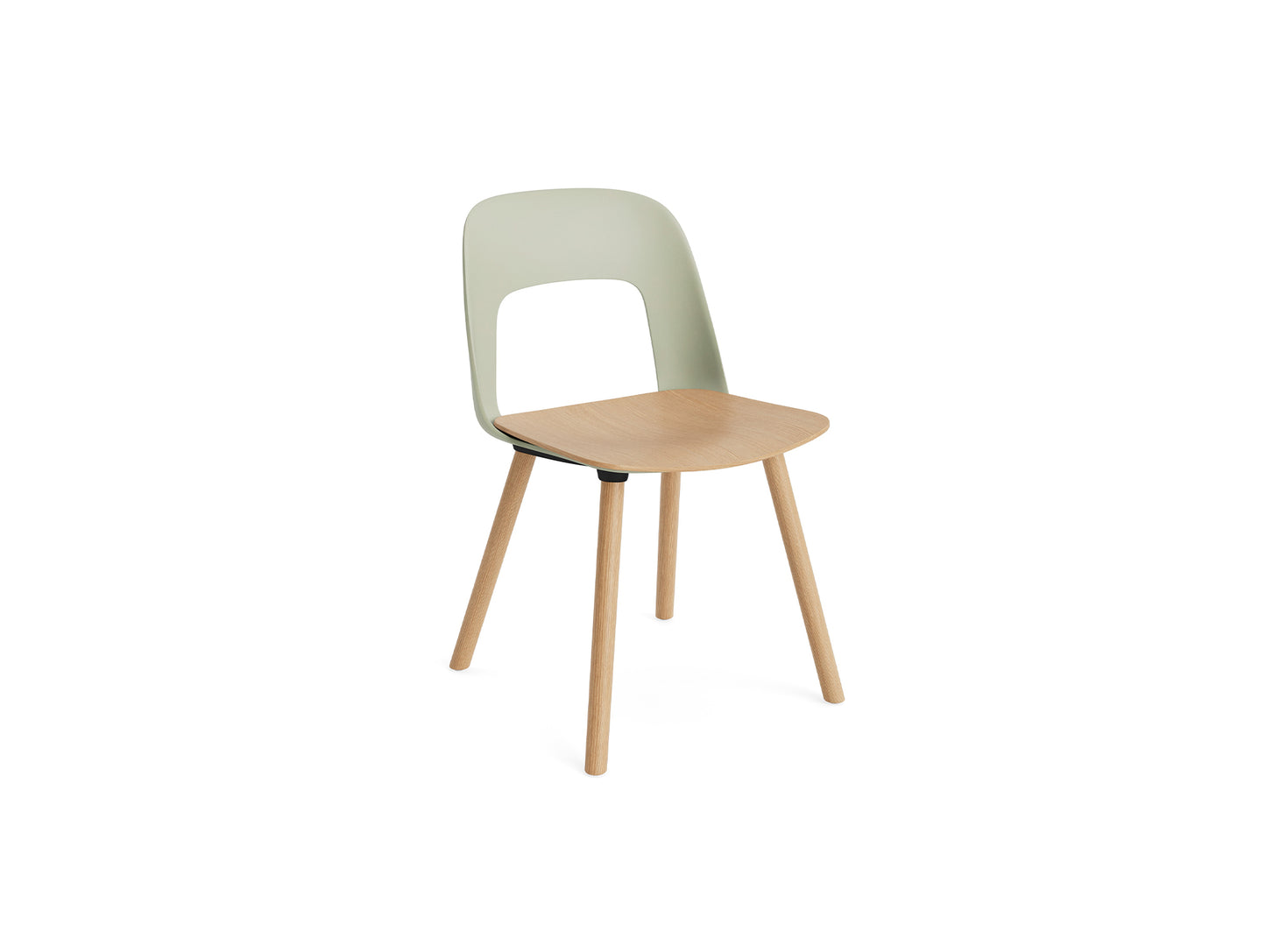 Layout Chair Wood Base 122 by HAY - Lacquered Oak / Oak Veneer Seat / Pastel Green