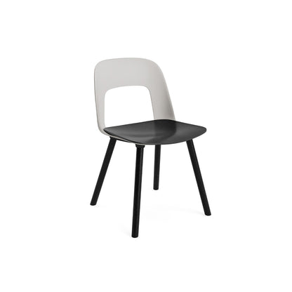 Layout Chair Wood Base 122 by HAY - Black Lacquered Oak / Black Oak Veneer Seat / Sky Grey