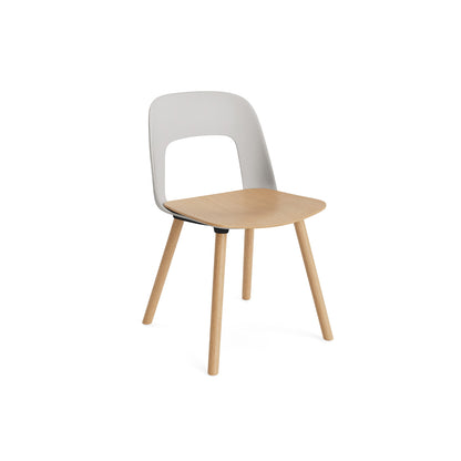 Layout Chair Wood Base 122 by HAY - Lacquered Oak / Oak Veneer Seat / Sky Grey