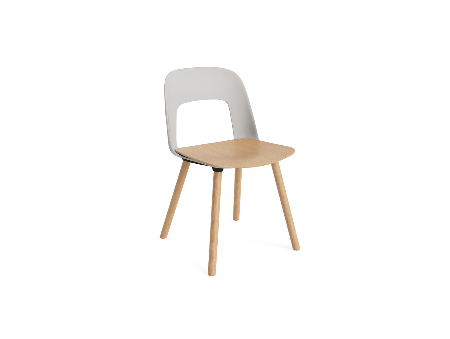 Layout Chair Wood Base 122 by HAY - Lacquered Oak / Oak Veneer Seat / Sky Grey