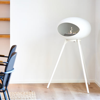 Ground High Fireplace by Le Feu - White Dome / White Bowl / White Oak Base