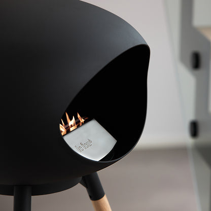 Ground High Fireplace by Le Feu - Black Dome / Black Bowl / Soaped Oak Base
